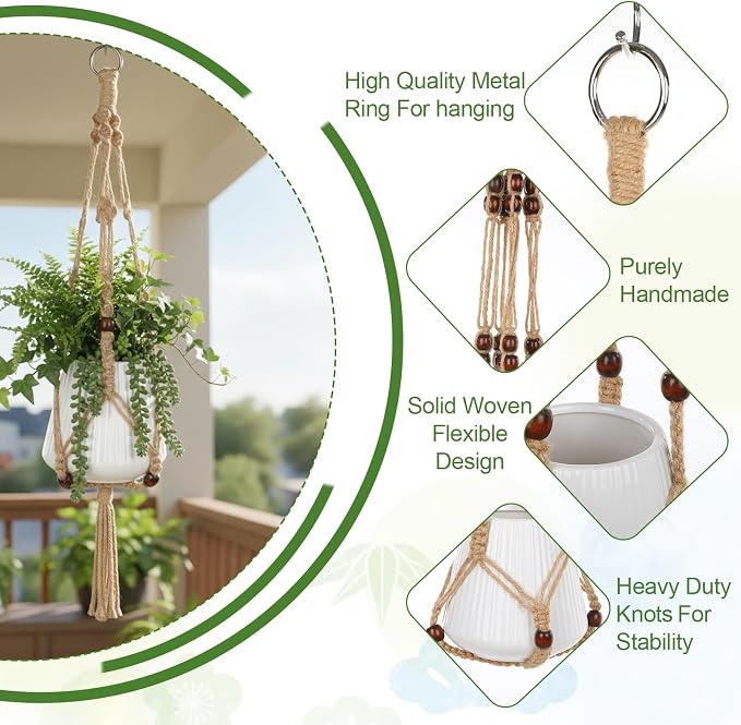12 Pcs Macrame Plant Hangers, Macrame Hanging Planters - Image 3