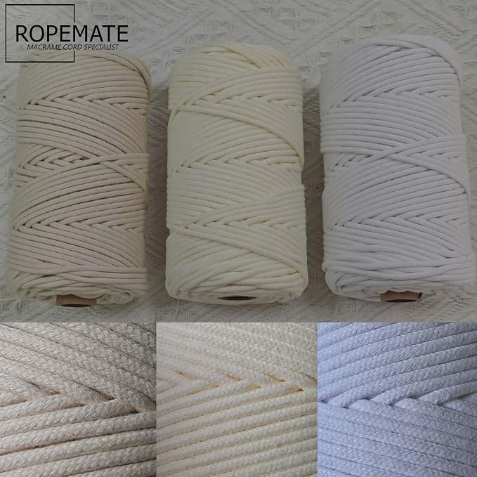 ROPEMATE 110Yards Macrame Cord 3mm 100% Cotton Braided Cord Double Structure - Image 4