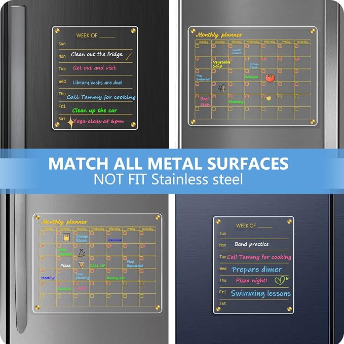 WALGLASS Acrylic Calendar for Fridge, Includes 6 Liquid Chalk Markers - Image 5