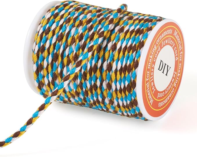 1.5 mm Braided Cotton Cord Macrame Metallic Colorful Thread 4-Ply Twisted - Image 6