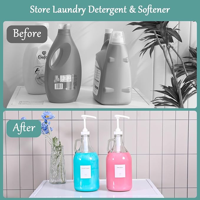 64 OZ Laundry Detergent Dispenser by VEGEVIGI, Glass Liquid Laundry Soap - Image 5