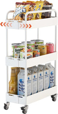 HOTEAGLE 3-Tier Rolling Cart Metal Expandable Utility Carts by HOTEAGLE