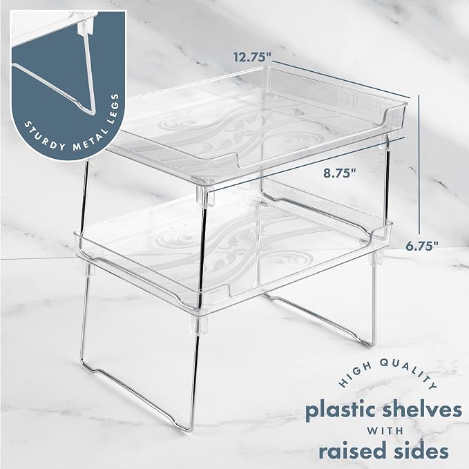 Masirs Clear Stackable Shelf, Easily Organize Your Kitchen Counter and Cabinet - Image 2