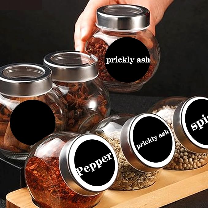 300 Blank Spice Jars Labels –1.5" Round Chalkboard Kitchen Pantry Labels - Image 5