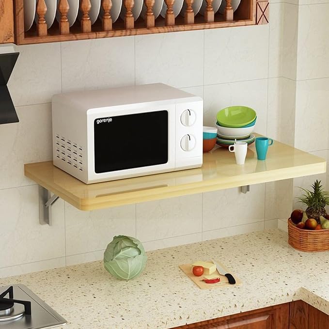 Wall Mounted Folding Table for Kitchen, Wood Wall Mounted Table, Bracket Heavy - Image 9