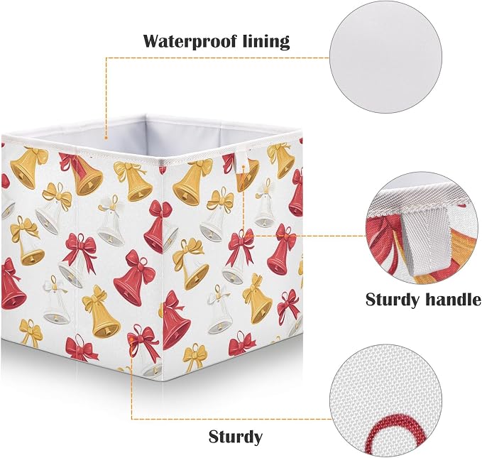 senya Large Storage Bins Christmas Bells Collapsible Foldable Storage Cubes - Image 4