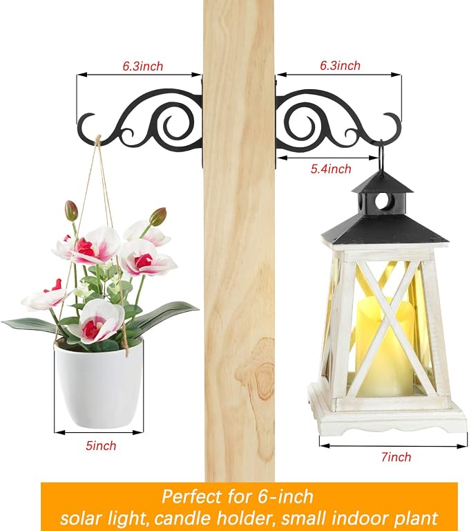 6-Inch Outdoor Indoor Decorative Iron Lantern Wall Hooks Hangers - Image 3