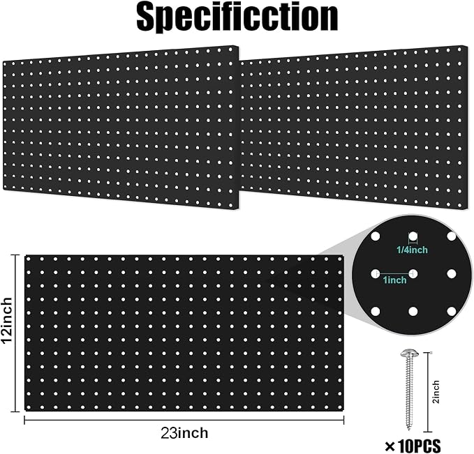 Metal Pegboard Panels, Peg Board Large Black Pegboard Wall Organizer Peg Board - Image 2