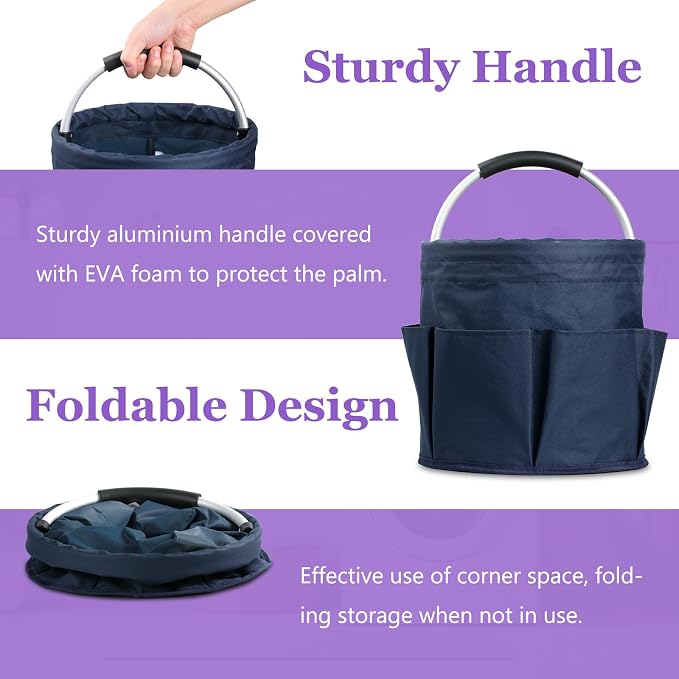 17L Bucket Tool Organizer with 6 Side Pockets, Folding Gardening Tool Bag - Image 7