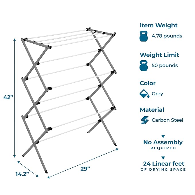 Honey-Can-Do Collapsible Clothes Drying Rack – Durable, Space-Saving Laundry & - Image 6