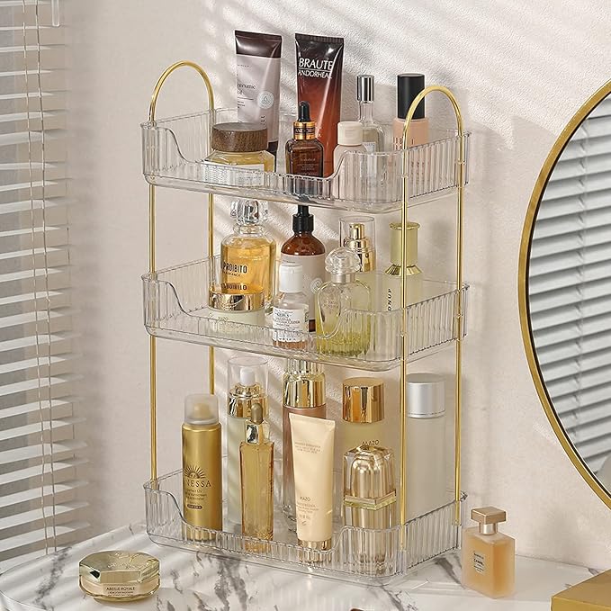 Bathroom Counter Organizer Countertop Storage, Cosmetics Skincare Shelf - Image 2