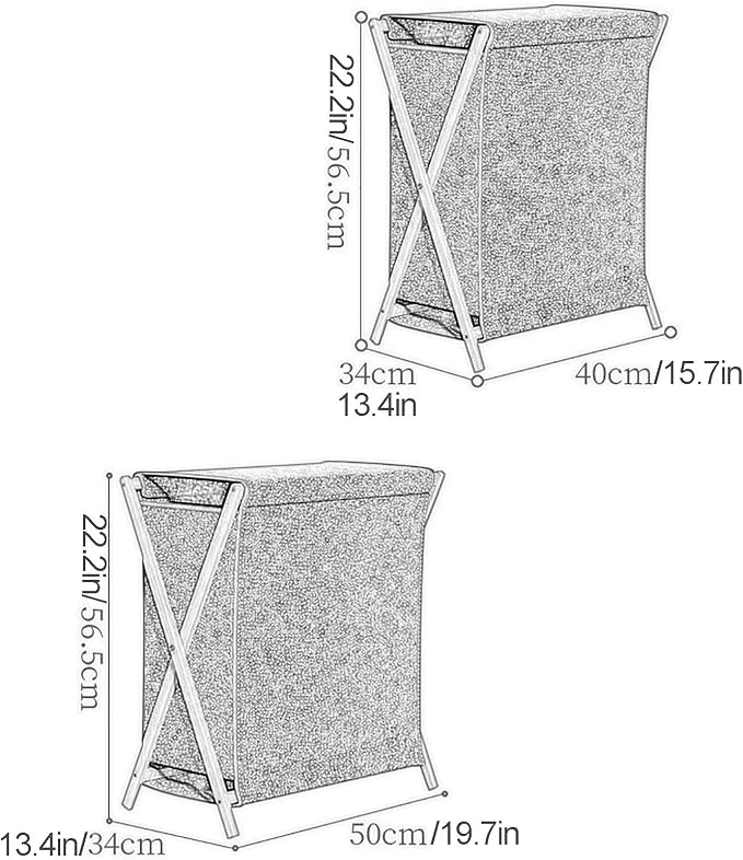 Gtzly Collapsible Laundry Baskets, Bamboo Wood X-Frame Laundry Hamper - Image 2