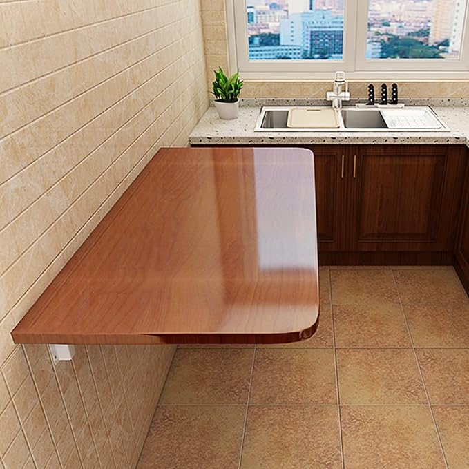 Wall Mounted Folding Table for Kitchen, Wood Wall Mounted Table, Bracket Heavy by MMLeYN