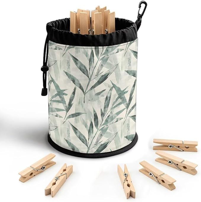 Bamboo Leaf Clothespin Bag Holder Hanging Clothespin Bag by Unknown