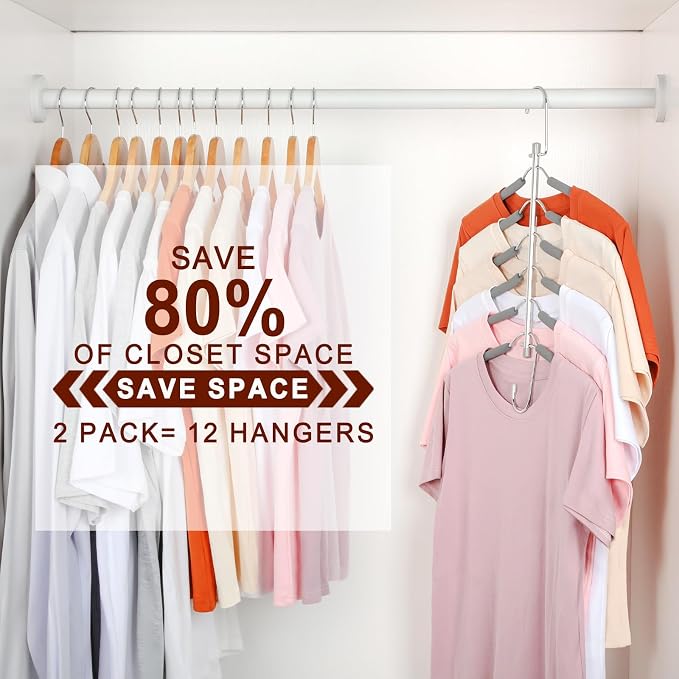 TOPIA HANGER Clothes Hanger Space Saving, 6 Tier Shirt Coat Hangers Space - Image 2