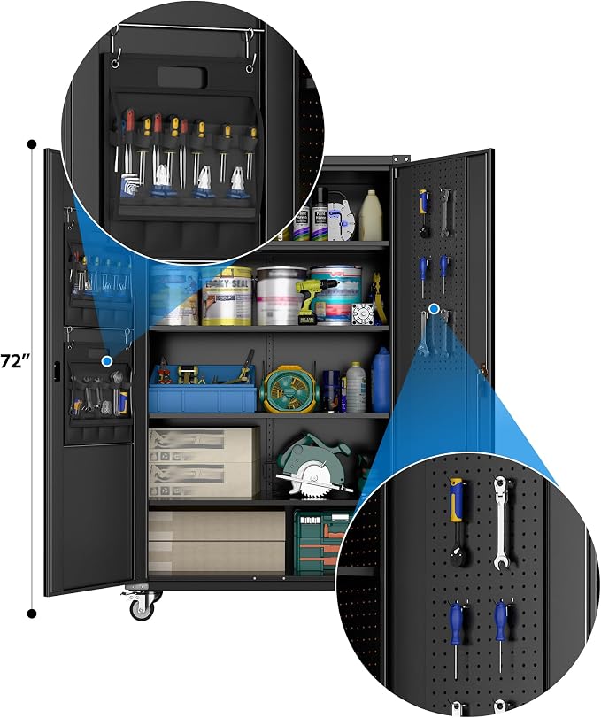Aobabo Extra Large Garage Storage Cabinet on Wheels, Metal Storage Cabinet - Image 6