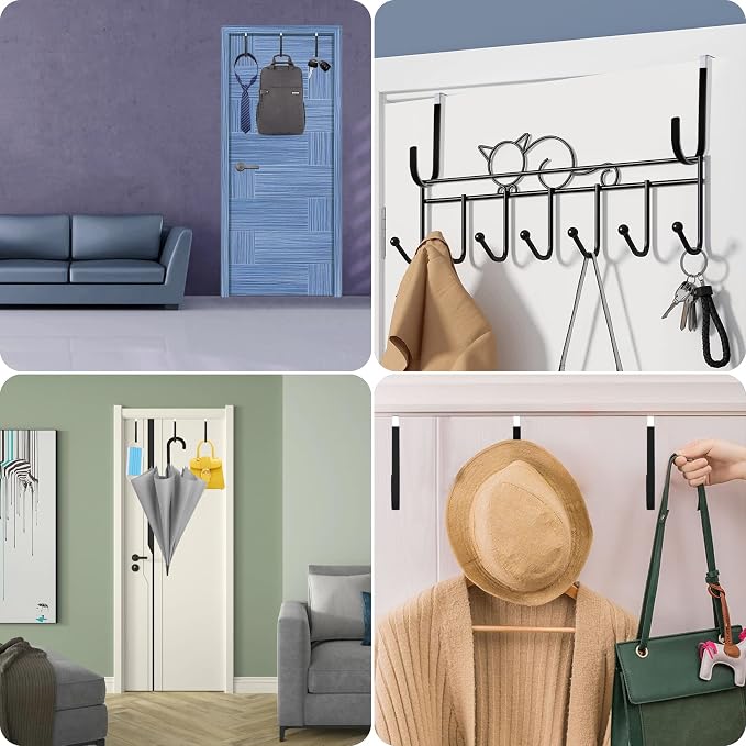 Manesi Over The Door Hooks, Soft Rubber Prevent Scratches Door Hangers Hooks - Image 5