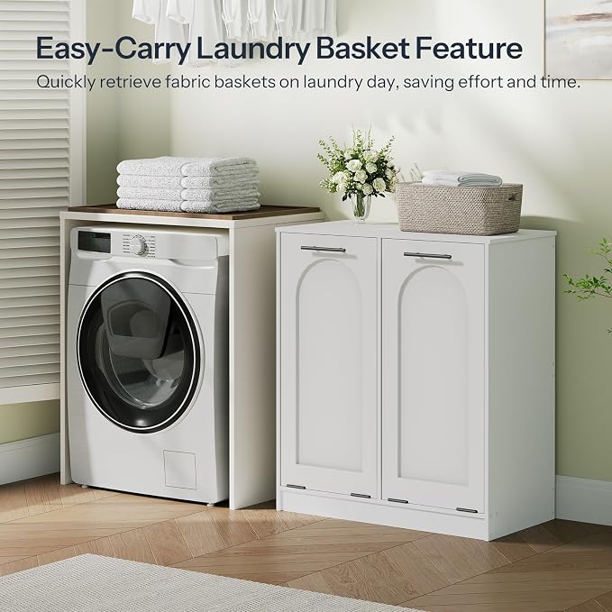 HOOBRO Double Laundry Cabinet, 22 Gal. Hamper Cabinet - Image 4