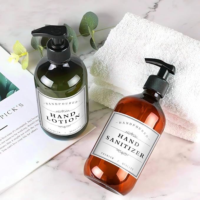 White Waterproof Soap Labels for Plastic/Glass Bottles, Bathroom/Kitchen Hand - Image 4