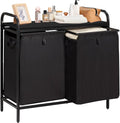2 Section Laundry Hamper with Shelf, Laundry Basket Organizer with 2 Pull-Out by Azaeahom
