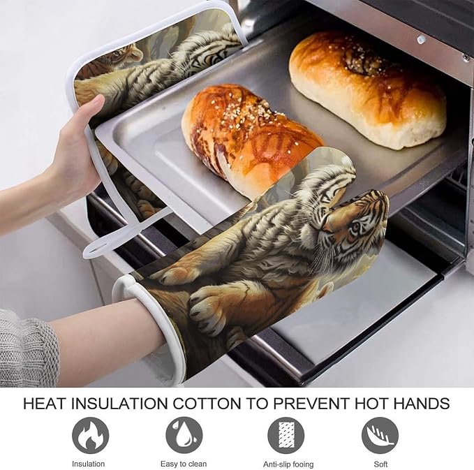 Jungle Tigers Oven Mitts and Pot Holders Sets Heat Resistant Kitchen Oven Gloves - Image 3