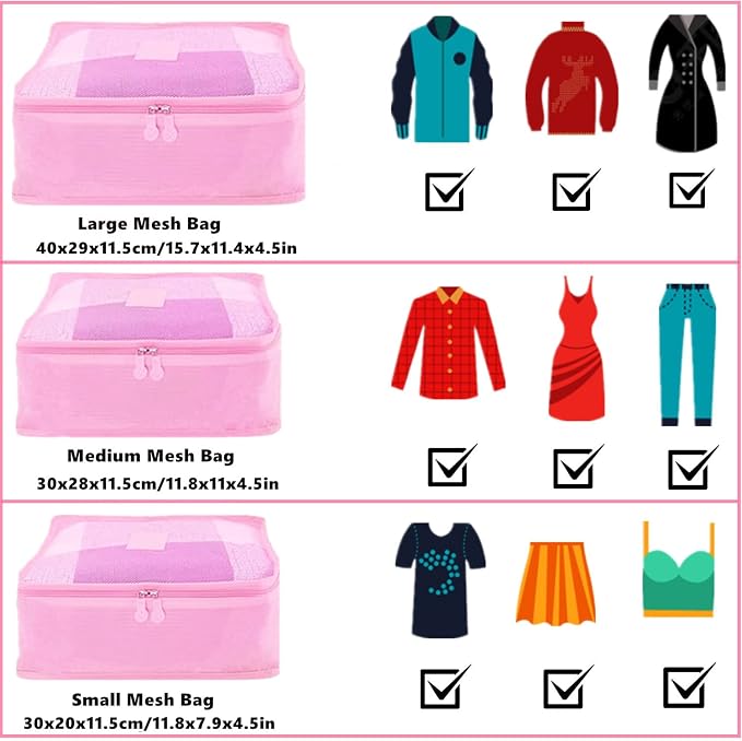 6 Pack Packing Cubes for Suitcases, Luggage Organizer, Travel Bag Organizer - Image 2