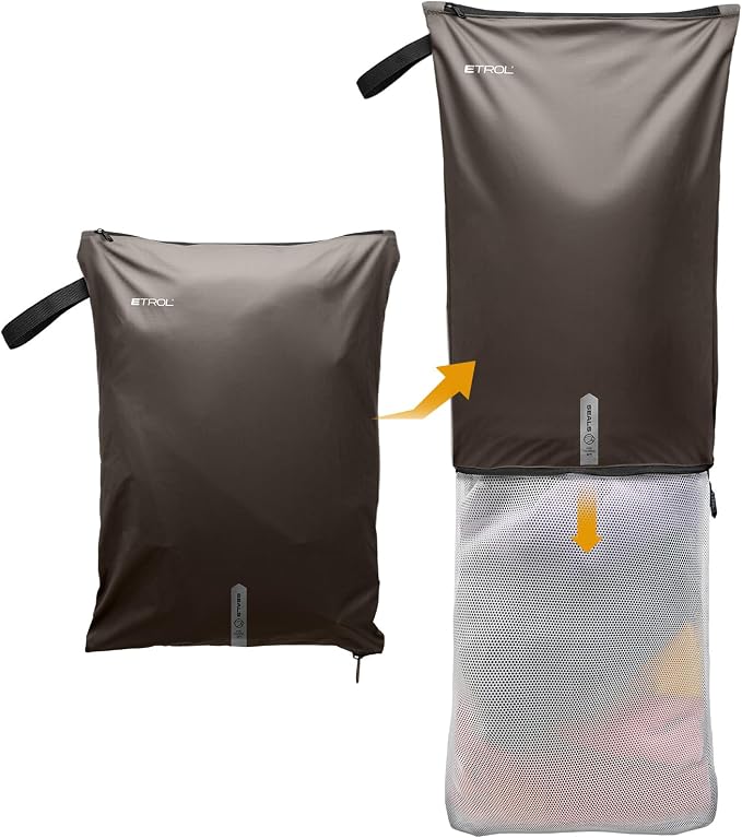 Mesh Laundry Bag for Travel, and Camping – Large Washable Zippered Dirty by ETROL-US