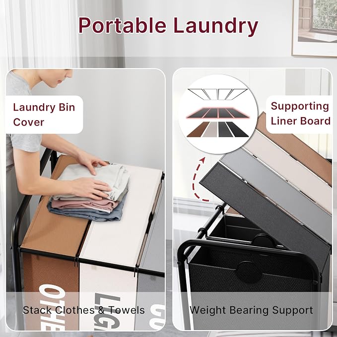 4-Compartment Laundry Cart - Image 6