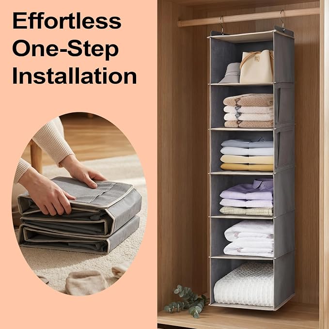 6 Tier Shelf Hanging Closet Organizer, Closet Hanging Shelf - Image 8