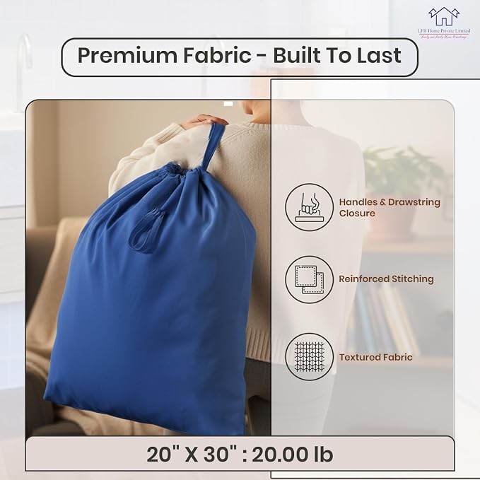 LFH Home Large Premium Cotton Canvas Laundry Bag - Image 4