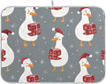 White Geese Wearing Hat Dish Drying Mat Super Absorbent Drying Mat 18x24 inch by susiyo