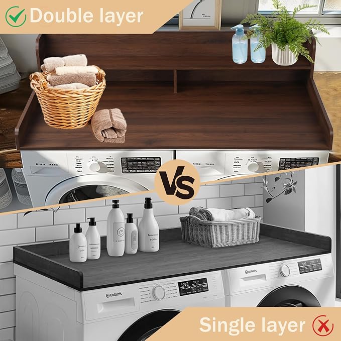 Washer and Dryer Countertop, 2 Tier Laundry Room Wood Countertop - Image 2
