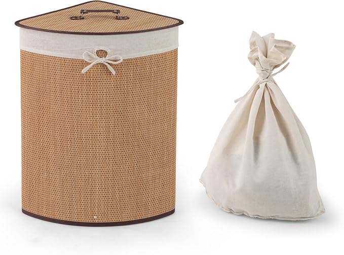 Julimoon Laundry Hamper with Lid, Bamboo Laundry Basket with Removable Liner by Unknown