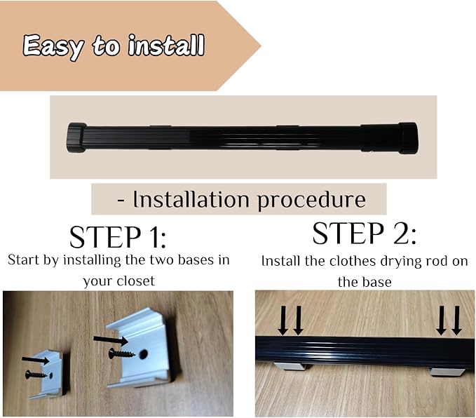 Beyeutao Black Closet Rod Pull Out Rod - Image 6