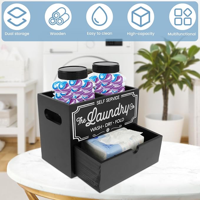Wooden Dryer Sheet Container for Laundry Room Organization, Laundry Pods - Image 7