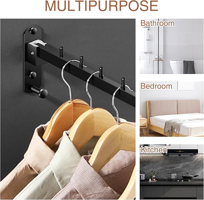 2 PCS Folding Wall Mounted Clothes Drying Rack, Swing Arm Design, Stainless - Image 5