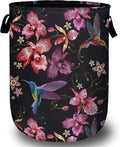Pink Flower Hummingbird Laundry Basket, Foldable Waterproof Laundry Hamper Tote by Unknown