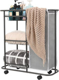 Rolling Laundry Cart with Wheels, 3-Tier Laundry Caddy Between Washer and Dryer by Lucalda