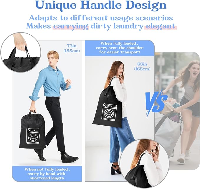 Heavy Duty Laundry Bag, Machine Washable Nylon, Splash-Resistant Dirty Clothes - Image 4