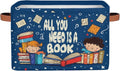 Collapsible Back to School Basket Quotes Reading Book Storage Bins by KATHRYNAYA