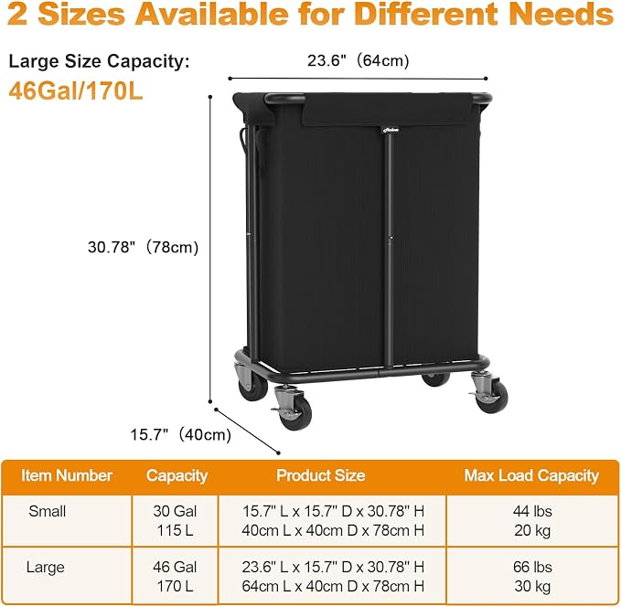 Laundry Basket with Wheels, Rolling Laundry Hamper, 46 Gallons, Removable and - Image 6