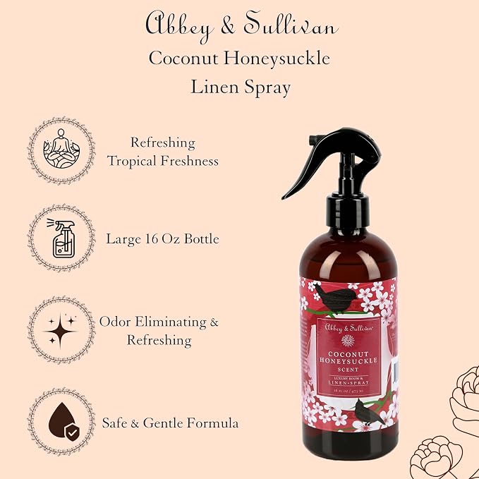 Abbey & Sullivan Linen Spray, Coconut Honeysuckle, 16 oz. - Image 5