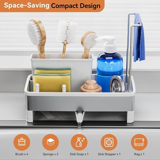 Sponge Holder for Kitchen Sink, Rustproof Stainless Steel Sink Caddy - Image 2