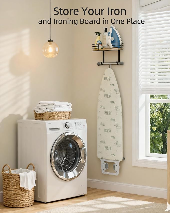 THYGIFTREE Ironing Board Holder Wall Mount, Metal Ironing Board Hanger - Image 6