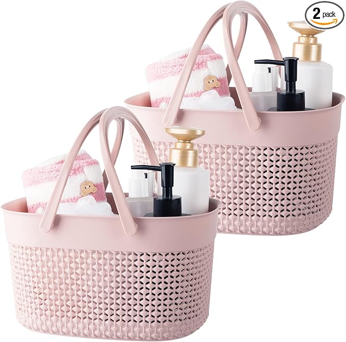 rejomiik 2 Pack Plastic Shower Caddy Basket, Portable Organizer Storage Tote by rejomiik