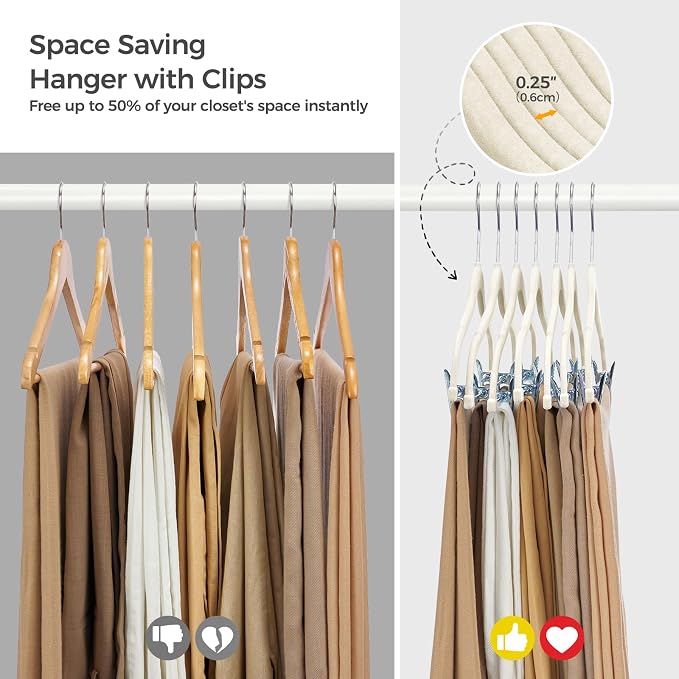 HOUSE DAY Velvet Hangers with Adjustable Clips 10 Pack, Non-Slip Suit Organizer - Image 7