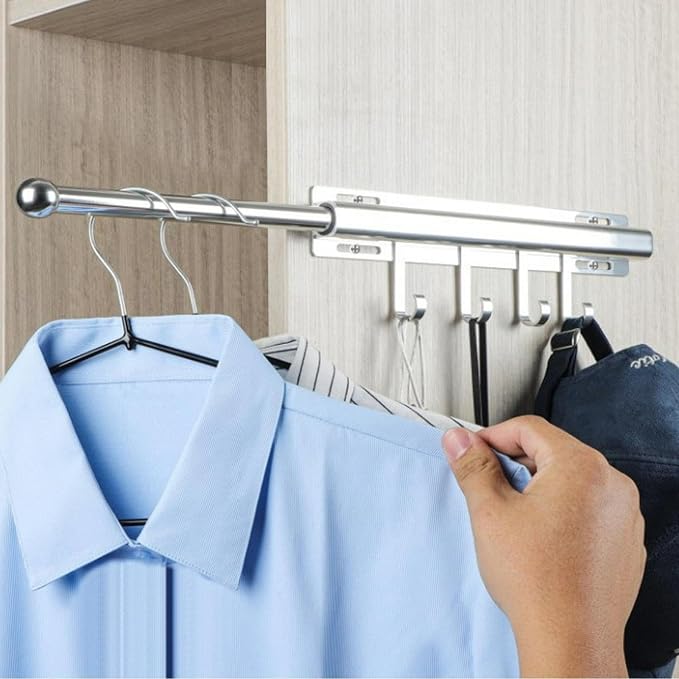 12 Inch Valet Rod for Closet Pull Out, Retractable Slide Out Clothes Hanger - Image 9