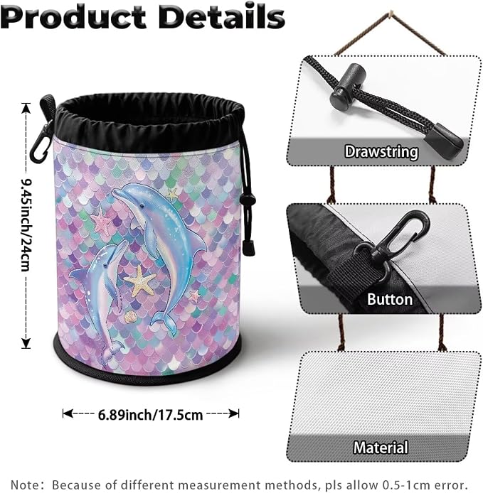 Clothespin Bag Holder Outside, Mermaid Scale Dolphin Multiple Hanging Methods - Image 7