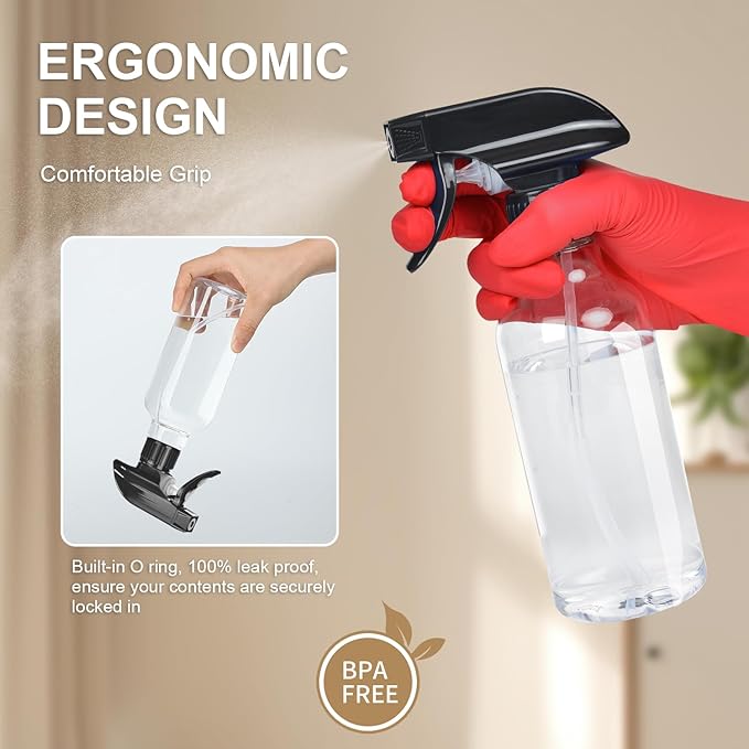 Spray Bottles 2-Pack, 10 Oz, Mist & Stream, Heavy Duty Spraying Empty Water - Image 3