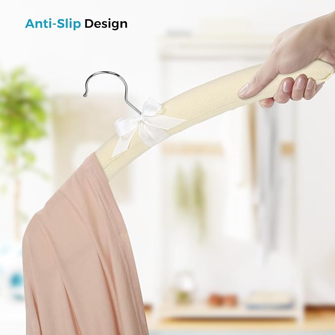 10-Pack Satin Padded Hangers, Extra Wide & Thick Non-Slip - Image 2